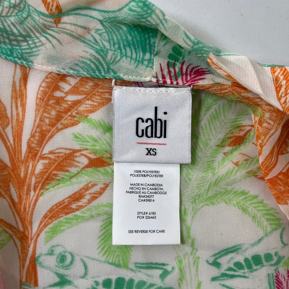 Cabi Sunset Kimono Safari Wrap Womens XS Tropical‎ Jungle Resortwear Sheer Tie - Picture 5 of 6